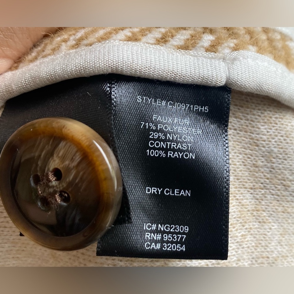 New Anthropologie Sanctuary Hometown Fuzzy Knit Coat Light Sand - Picture 11 of 12